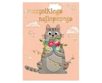 Greeting Card B6 Cat with Peach Bouquet, 1 pc.